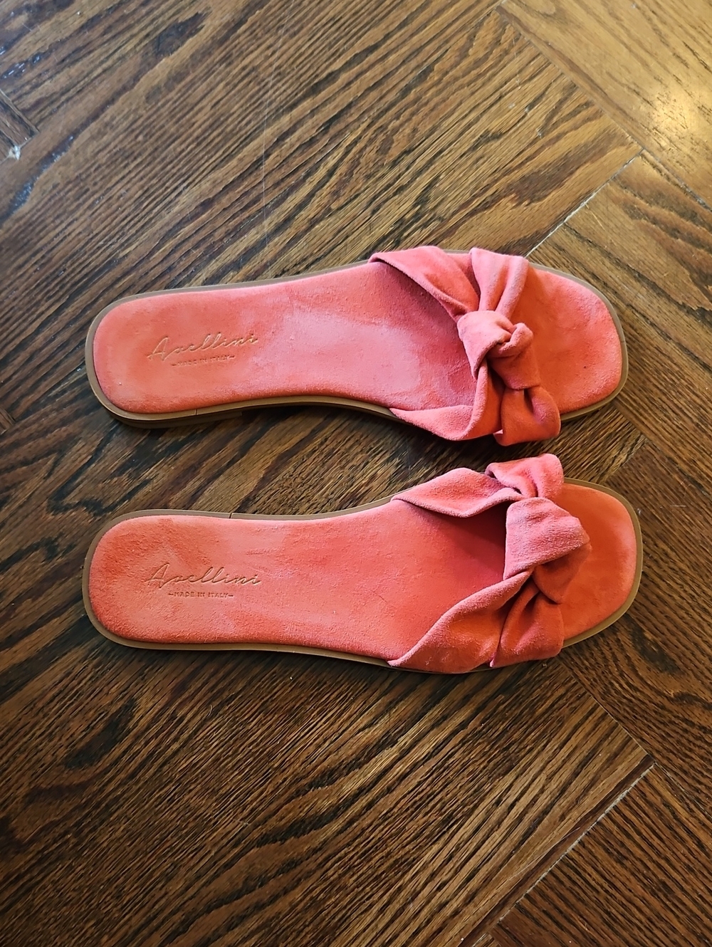 Suede Knot Slide Sandals in Coral Pink - Women